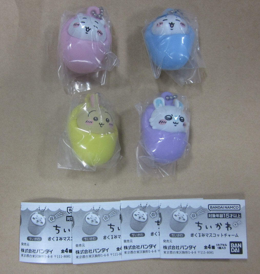 Chiikawa “Okurumi Mascot Charm” – Complete Set of 4 Capsule Toy